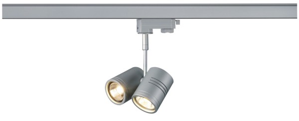 BIMA 2, Spot für Hochvolt-Stromschiene 3Phasen, zweiflammig, QPAR51, rund, silbergrau, max. 100W