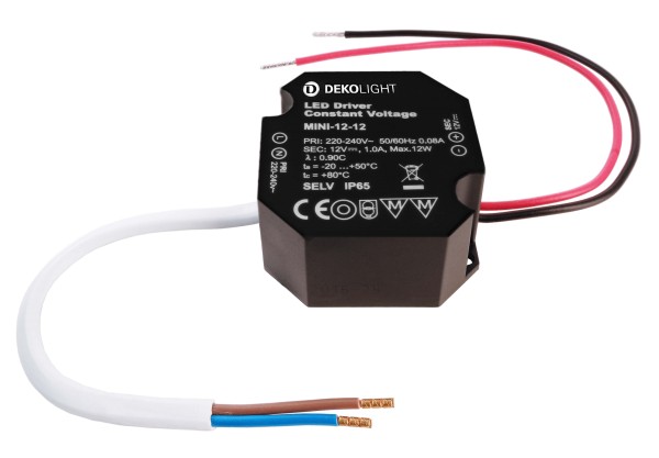 Deko-Light Netzgerät, OCTO, CV, Mini 12V/12W, Kunststoff, Schwarz, 12W, 12V, 50x48mm