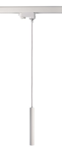 Deko-Light 3-Phasen-Pendelleuchte, Slim, 5 W, 3000 K, Weiß, Aluminium, Verkehrsweiß RAL 9016, 5W