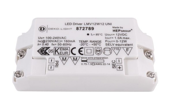 Deko-Light Netzgerät, LMV12W12, Kunststoff, Weiß, 12W, 12V, 85x40mm