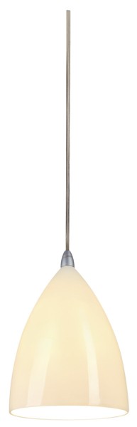 TONGA, Pendelleuchte, A60, rund, weiß, Keramikschirm , silbergraue Deckenrosette, max. 60W
