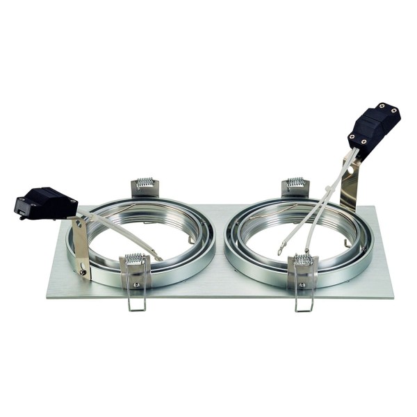 NEW TRIA II QRB111 Downlight, rechteckig, alu brushed, max. 2x75W, inkl. Clipfedern