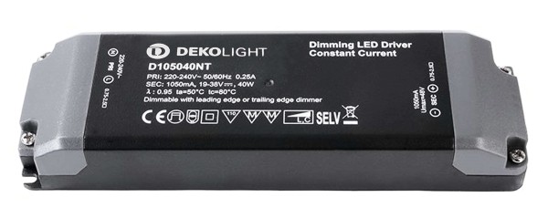 Deko-Light Netzgerät, BASIC, DIM, CC, D105045NT/45W, Kunststoff, Schwarz, 45W, 22-43V, 1050mA