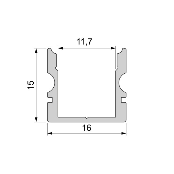 Reprofil, U-Profil hoch AU-02-10 für LED Stripes bis 11,3 mm, Silber-matt, eloxiert, 3000 mm