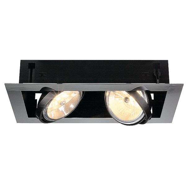 AIXLIGHT FLAT DOUBLE QRB111 Deckeneinbauleuchte, chrom / mattschwarz, max. 50W