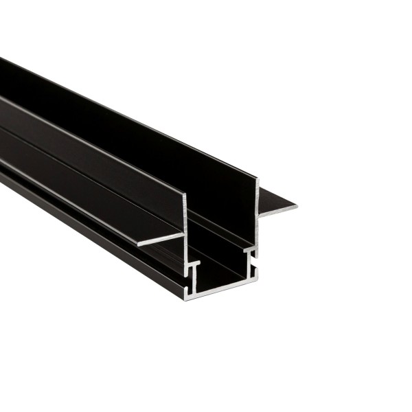 Deko-Light Profil, Combo Einbau Montageprofil mit Flügel, 13mm, 2m schwarz, Aluminium, Schwarz