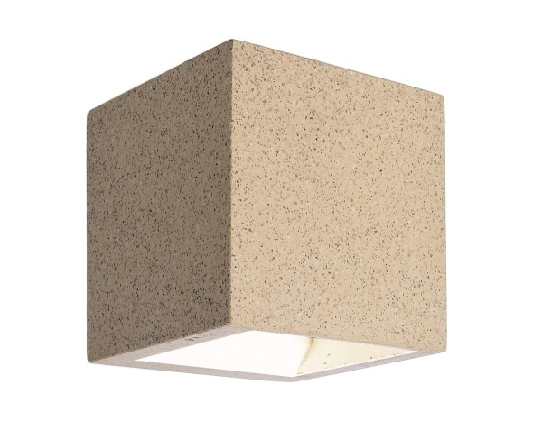 Deko-Light Wandaufbauleuchte, Mini Cube Beige Granit, Aluminium, Weiß, Warmweiß, 70°, 4W, 230V
