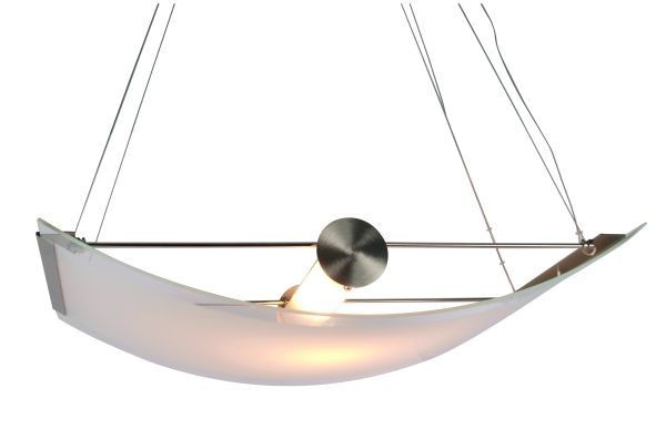 Hängeleuchte Slide, Edelstahloptik, Glas weiß satiniert, 230V, R7s 118 mm, max. 300 Watt, exkl. Leuc