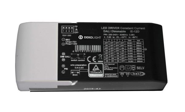 Deko-Light Netzgerät, BASIC, DIM, Multi CC, IE-12D, Kunststoff, Schwarz, 12W, 15-52V, 180mA