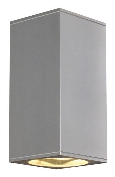 BIG THEO, Outdoor Wandleuchte, QPAR111, IP44, eckig, up/down, silbergrau, max. 150W