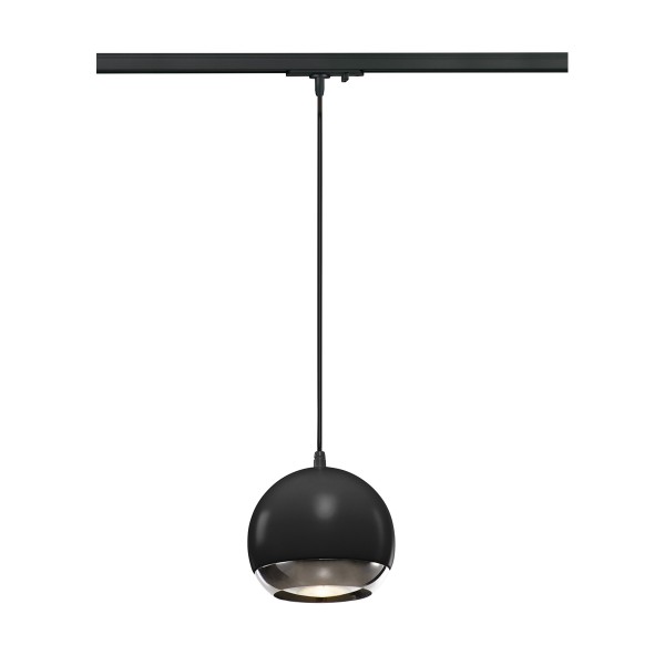 LIGHT EYE 150, Pendelleuchte für 1Phasen Hochvolt-Stromschiene, QPAR111, schwarz/chrom, max. 75W