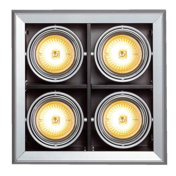 AIXLIGHT MOD, Einbauleuchte, vierflammig, QR111, silbergrau, max. 50W, kardanisch