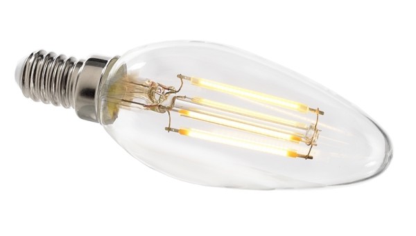 Deko-Light Leuchtmittel, Filament E14 B35 2700K, Glas, Warmweiß, 300°, 4W, 230V, 11mA, 97mm