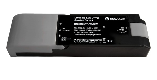 Deko-Light Netzgerät (CC, DC) dimmbar, QUICK, CC, 1500mA, 27-42V, 60W, Kunststoff, Schwarz, 27-42V
