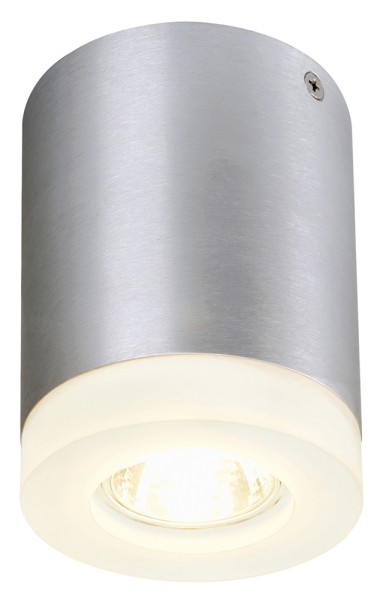 TIGLA, Einbauleuchte, QPAR51, rund, aluminium gebürstet, mit satiniertem Acryl, max. 50W