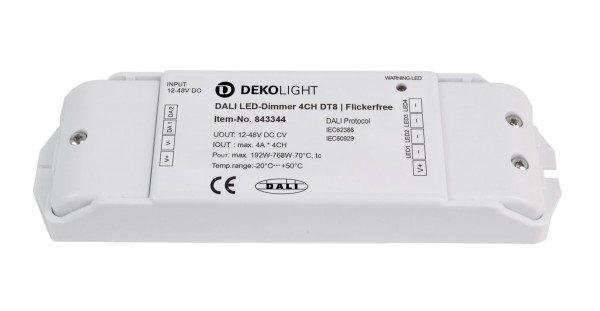 Deko-Light Niedervolt DALI Dimmer (CV, DC), DALI 2 PWM Dimmer CV 4CH, 12-48V, 4A/CH, DT8, Kunststoff
