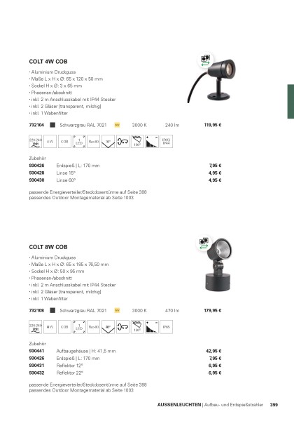 Deko-Light Boden- / Wand- / Deckenleuchte, Colt 30W COB, Aluminium Druckguss, Schwarzgrau RAL 7021