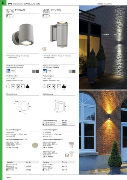 SITRA, Outdoor Wandleuchte, zweiflammig, TCR-TSE, IP44, up/down, anthrazit, max. 18W