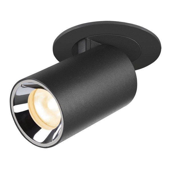 NUMINOS PROJECTOR XS Deckeneinbauleuchte, 3000 K, 55°, zylindrisch, schwarz / chrom