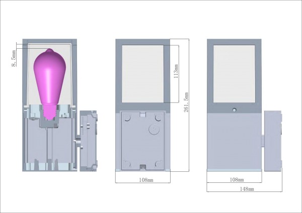 Deko-Light Wandaufbauleuchte, Facado II eckig getönt, 1x max 20 W, Grau, Dunkelgrau RAL 840-M Matt