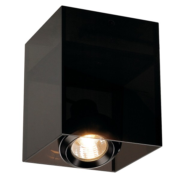 ACRYLBOX, Deckenleuchte, einflammig, QPAR51, eckig, schwarz/transluzent, max. 50W