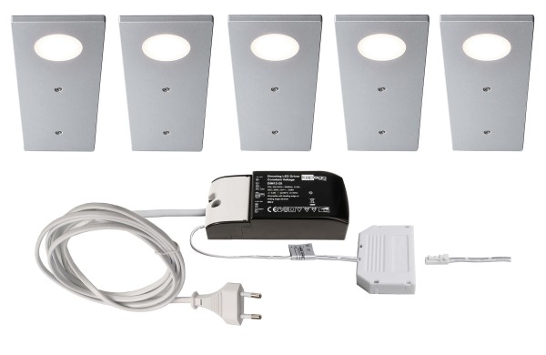 Deko-Light Möbelaufbauleuchte, Fine II 5er Bundle, Aluminium, Silbergrau RAL 7001, 120°, 2W, 230V