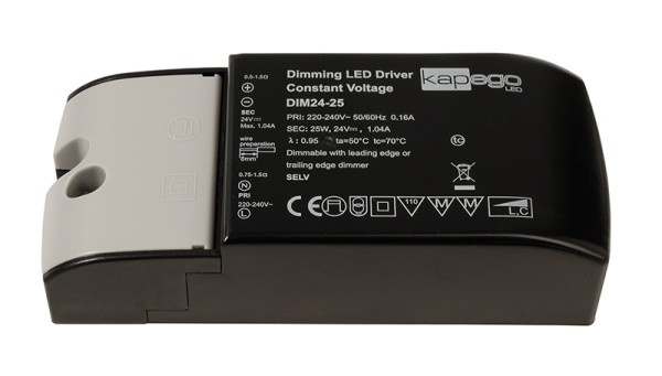 Deko-Light Netzgerät, Dimmable CV Power Supply 24V 2,5-25W, Kunststoff, Schwarz, 25W, 24V, 1040mA