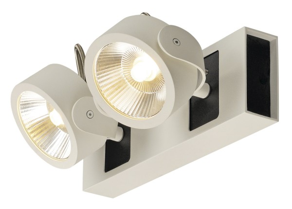 KALU, Wand- und Deckenleuchte, zweiflammig, LED, 3000K, weiß/schwarz,  20W